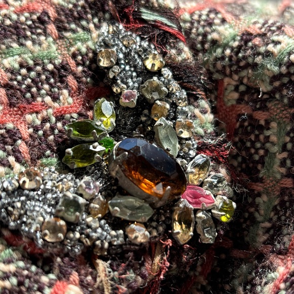 ELIE TAHARI tweed EMBELLISHED blazer sport coat jacket BEADED boho luxury LARGE - Picture 15 of 16